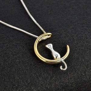 925 Silver Cat Moon Necklace